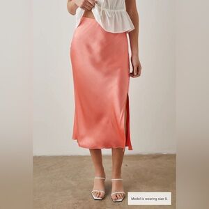 Rails Maya Bias Midi slip Skirt in Coral with Slit